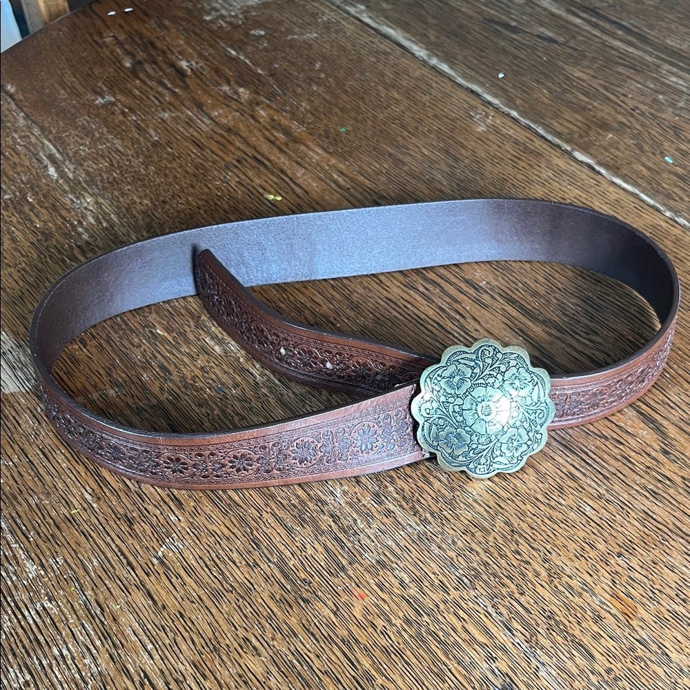 Garnet Hill Leather Belt with Buckle size M